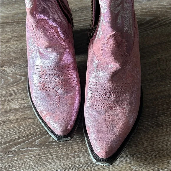 LIBERTY Black Pink Embroidered Heeled Boots - Picture 4 of 5